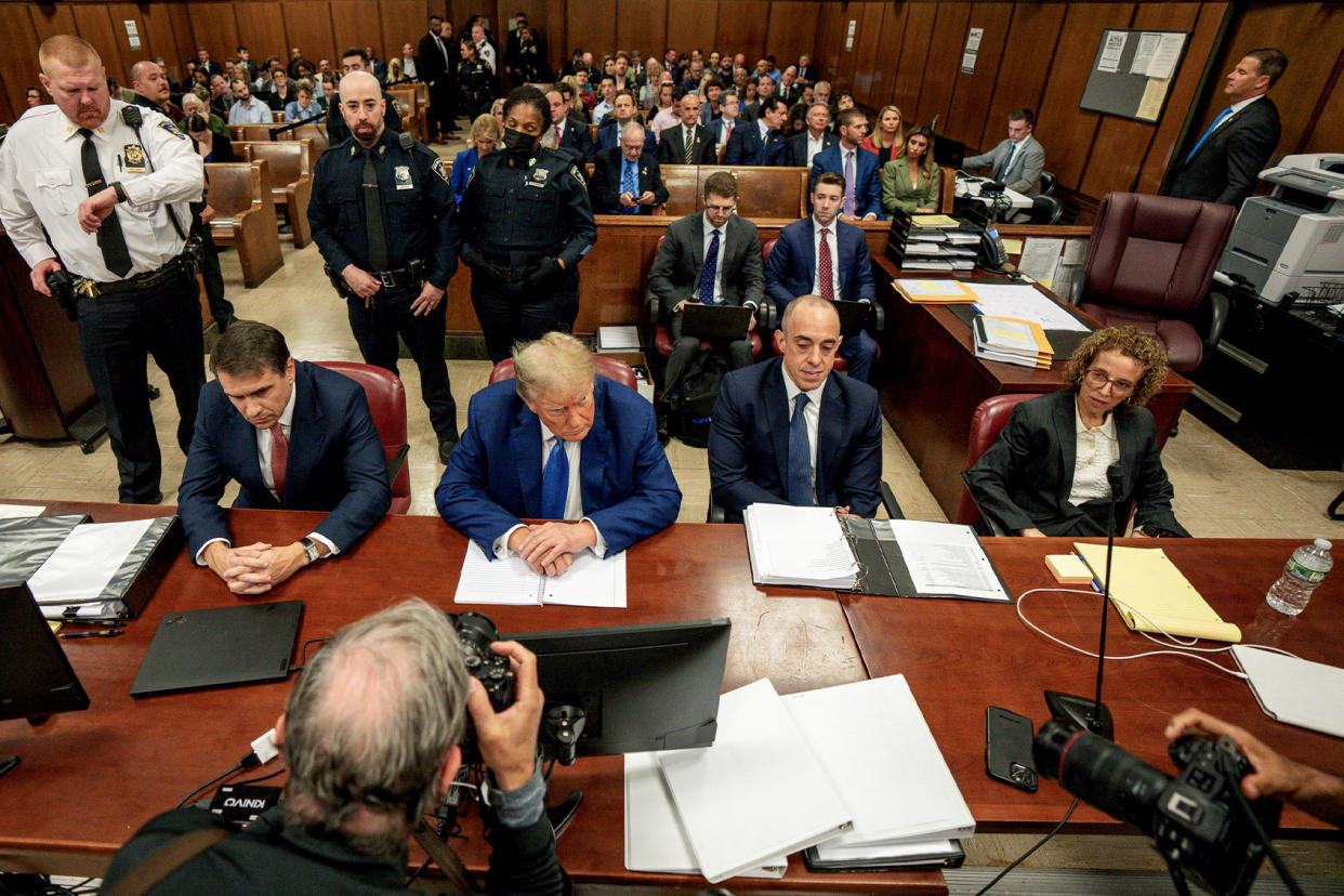 Donald Trump; Todd Blanche; Emil Bove; Susan Necheles Steven Hirsch-Pool/Getty Images