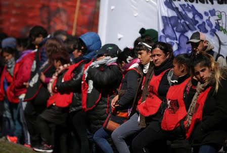 Demonstrators participate in a protest against the government’s economic measures in Buenos Aires