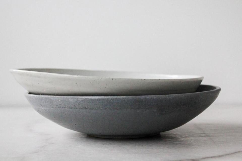 Flesh and Blooms Concrete Shallow Bowl