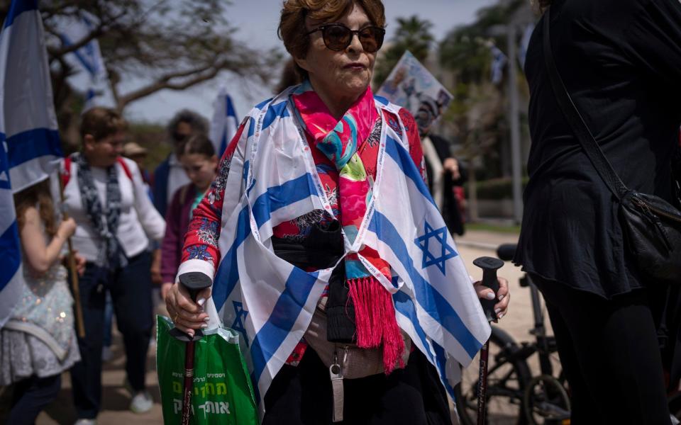 Israel's "grandmothers for democracy" protest on Wednesday - Oded Balilty/AP