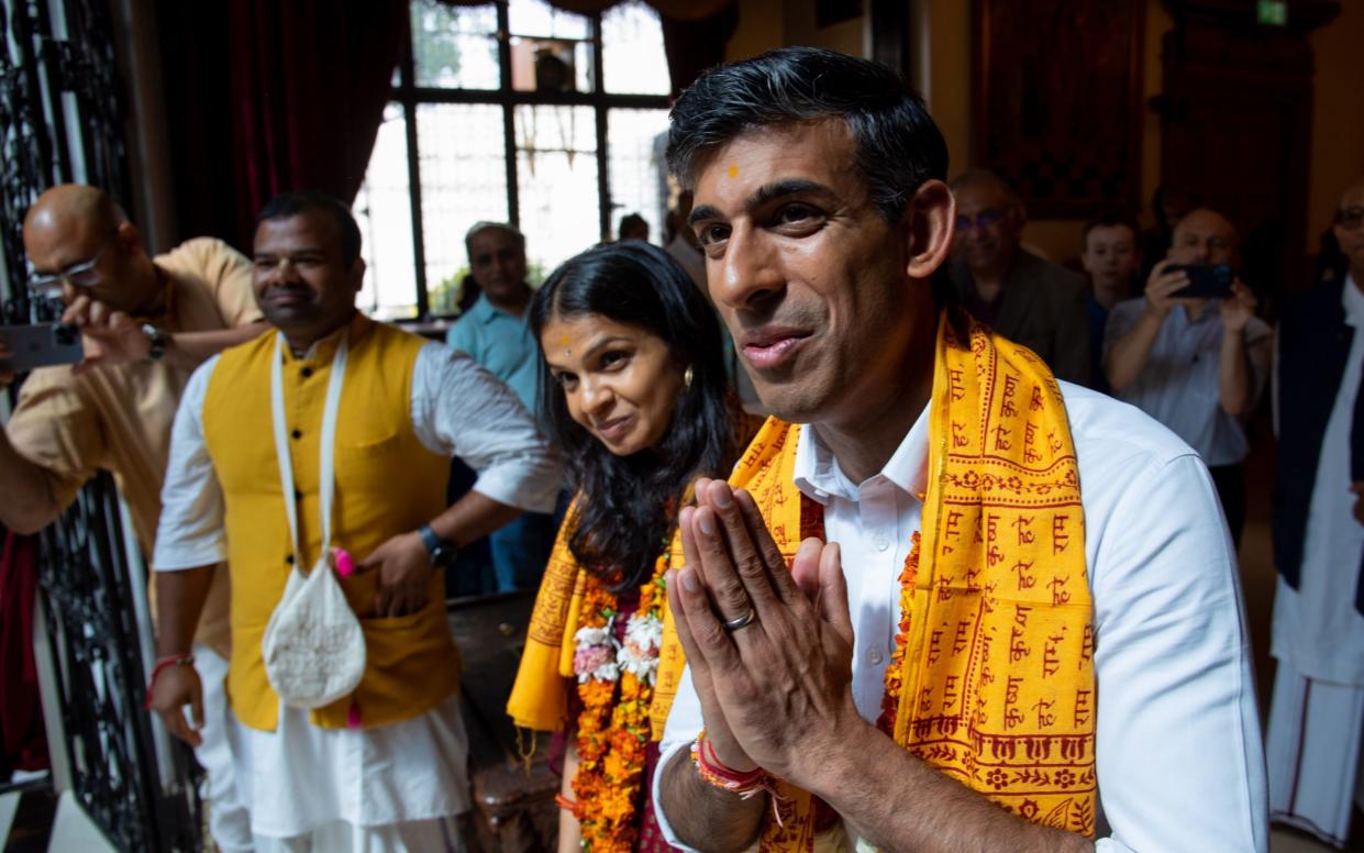 Rishi Sunak and his wife Akshata Murthy visit Bhaktivedanta Manor in Watford to worship at the Hare Krishna Temple and celebrate Sri Krishna Janmashtami - Simon Walker