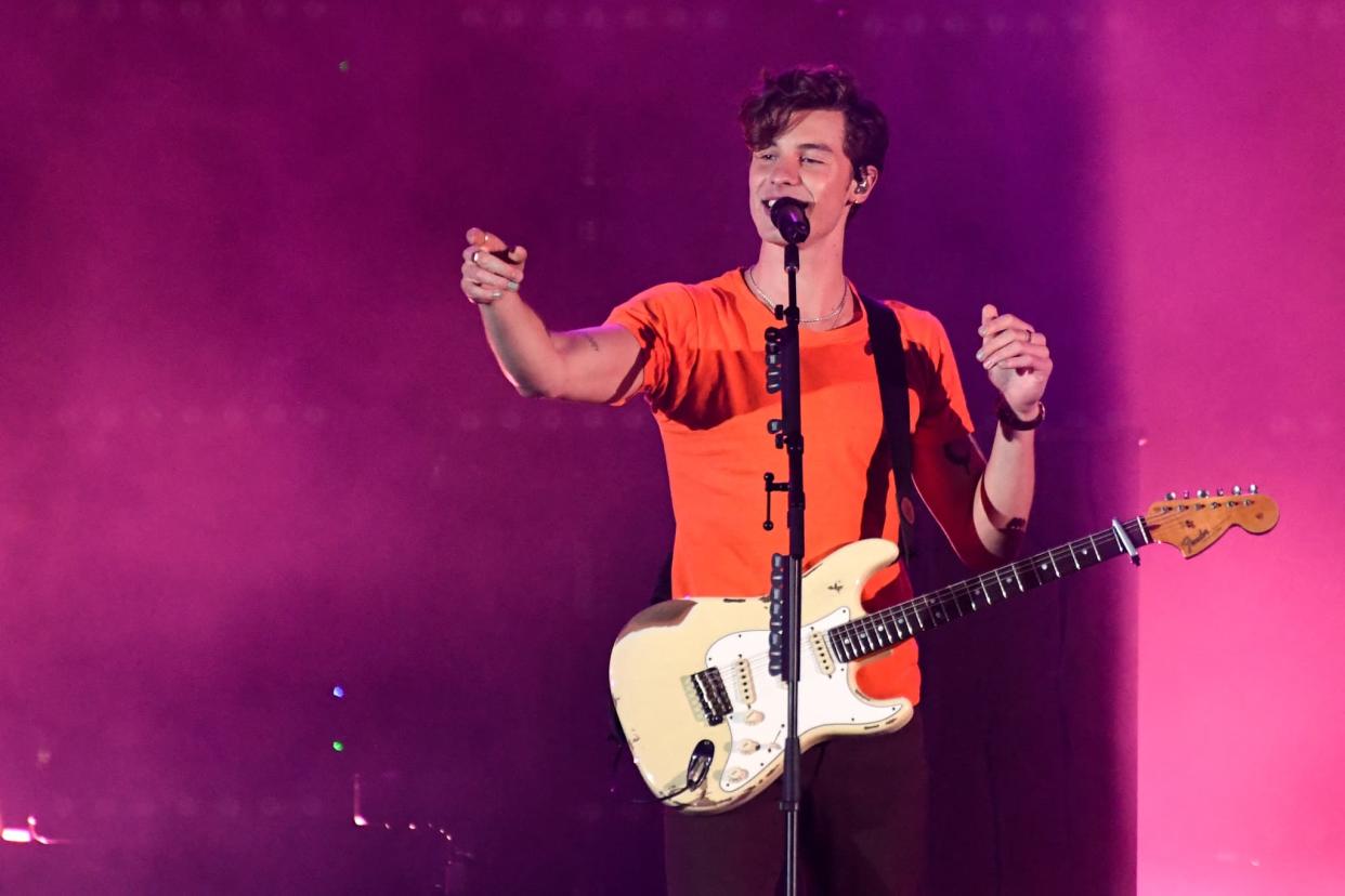 Shawn Mendes lors d'un concert en juin 2022 - Valerie Macon - AFP