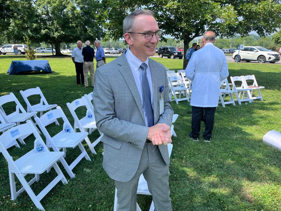 Maury Regional Health CEO Martin Chaney, M.D., announced a $115 million expansion and renovation of the 70-year-old hospital at a 10 a.m. project unveiling on the medical center's lawn in front of dozens of staff, elected officials and community leaders in Columbia, Tenn. on Friday, June 30, 2023.