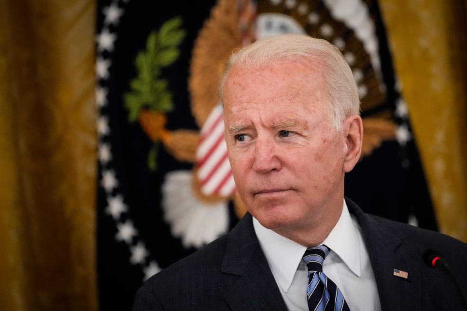 US President Joe Biden speaks during a meeting about cybersecurity in the East Room of the White House on August 25, 2021 in Washington, DC.  (Getty Images)