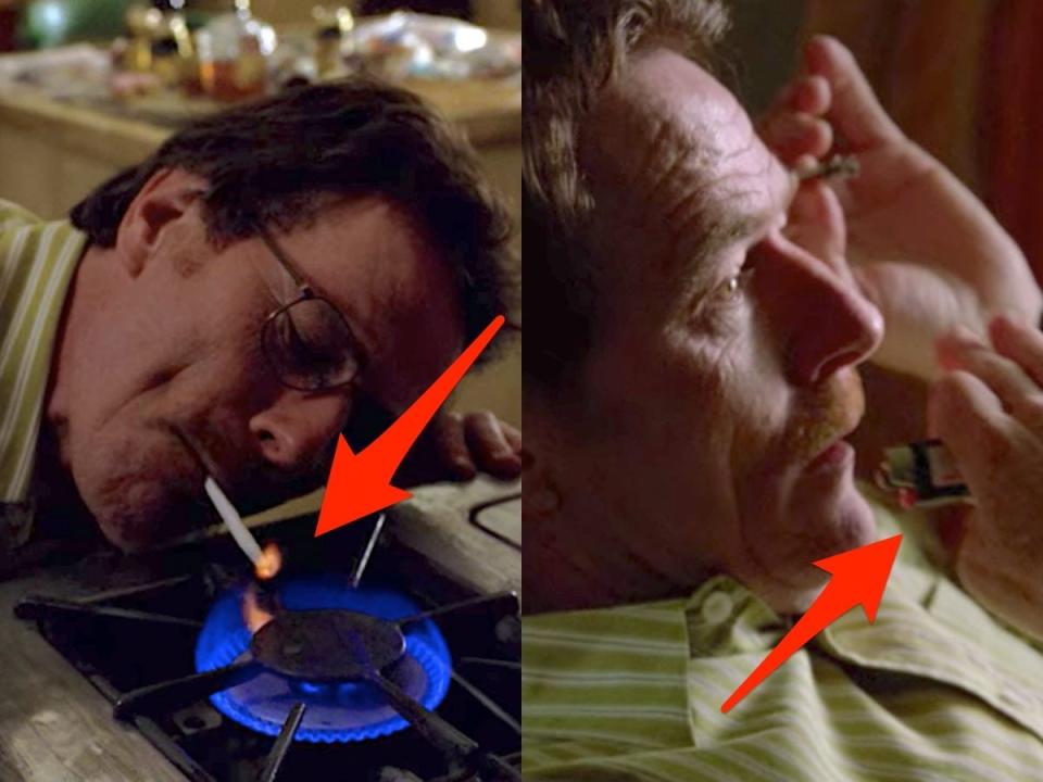 Walter smoking on AMC's "Breaking Bad."
