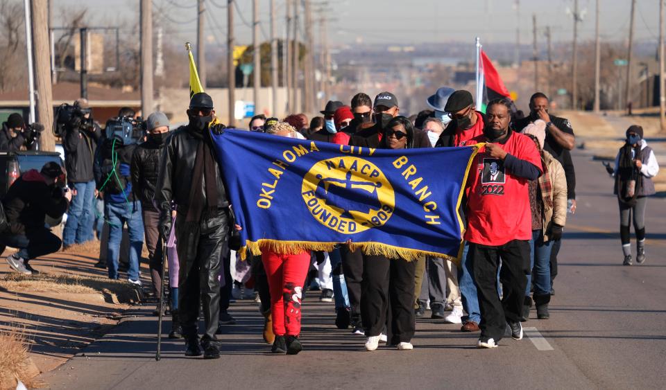 Silent March to the Oklahoma History Center during the celebration of Rev. Dr. Martin Luther King, Jr. National Holiday in Oklahoma City on what will be the MAPS 4 Freedom Center and Clara Luper Civil Rights Center Monday, January 17, 2022. 