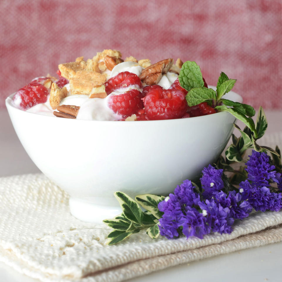 Greek Yogurt Raspberry Fool with Cookie Crumble