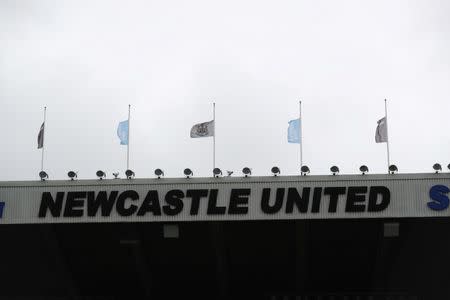 Soccer Football - Premier League - Newcastle United vs Liverpool - St James’ Park, Newcastle, Britain - October 1, 2017 General view of the flags waving on top of the stadium REUTERS/Scott Heppell