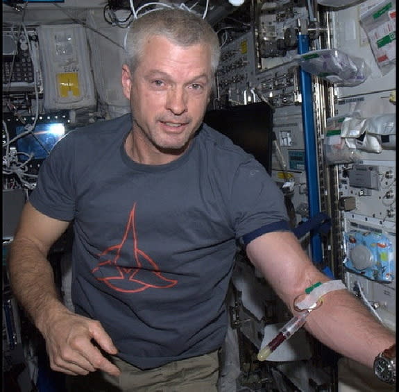 This Instagram image from the International Space Station was posted on April 9 with the caption: "Blood, sweat, but hopefully no tears." - Swanny #nasa #iss #exp39 #international #space #station #blood #sweat #tears #medical