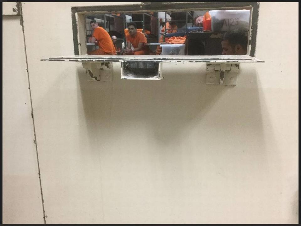 Inmates crowd a cell at the Pulaski County Detention Center in Somerset, which is filled beyond its capacity.