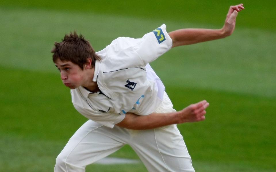 A young Chris Woakes in action for Warwickshire against Somerset in 2009 - GETTY IMAGES