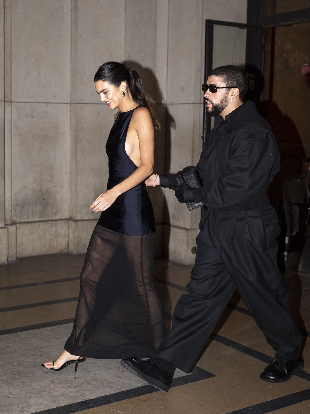 kendall jenner and bad bunny leaving la girafe in paris