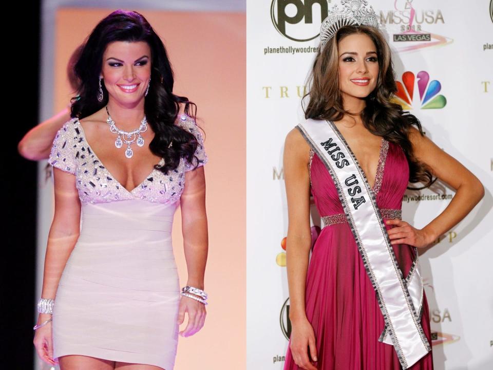 A side-by-side of Miss Pennsylvania Sheena Monnin and Miss USA Olivia Culpo.