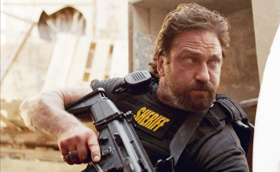 Gerard Butler gears up for action in "Den of Thieves"