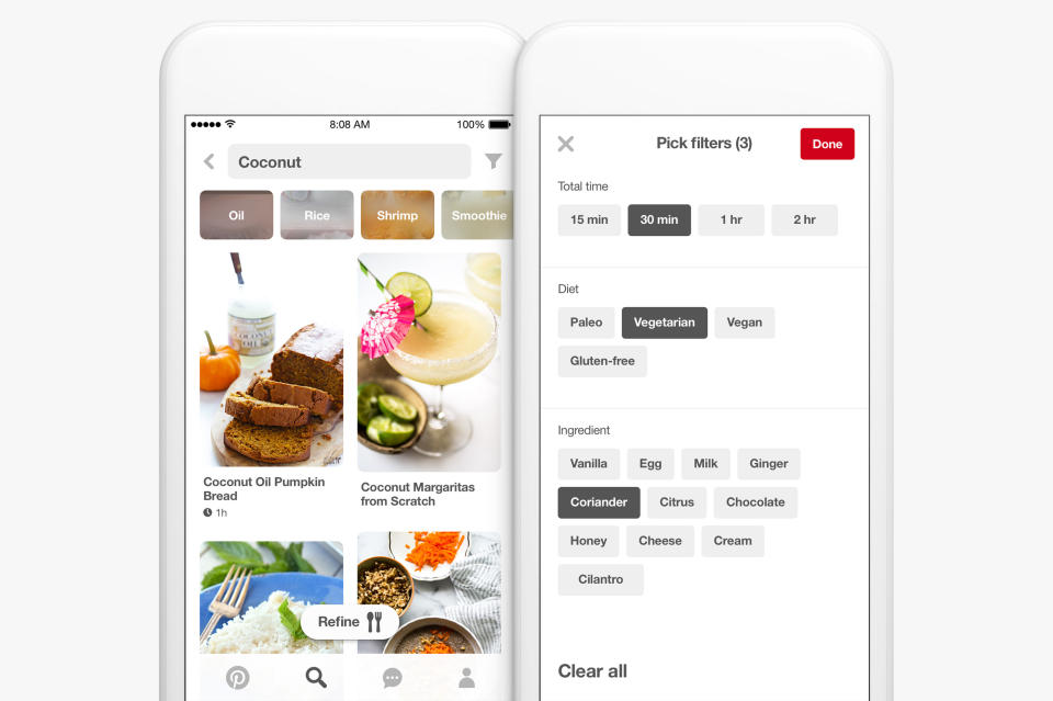 Pinterest on a mobile device.