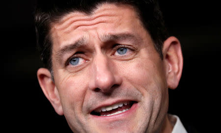 U.S. House Speaker Paul Ryan speaks during his weekly news conference in the U.S. Capitol in Washington, U.S., November 9, 2017. REUTERS/Kevin Lamarque