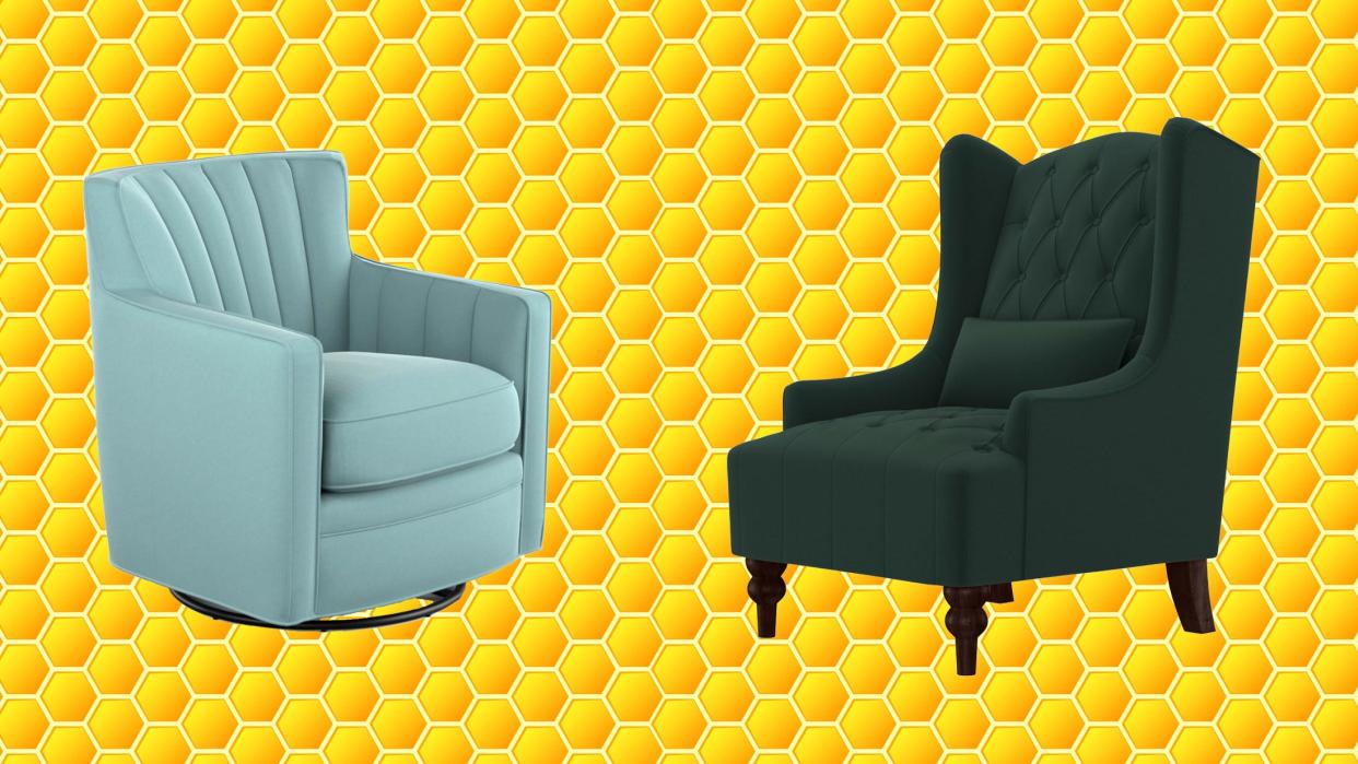 Take advantage of close-out deals on accent chairs at Wayfair right now.