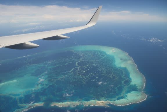 The view from Air Force One, with U.S. President Barack Obama aboard, over the Papahanaumokuakea Marine National Monument in the Pacific Ocean, Sept. 1, 2016.