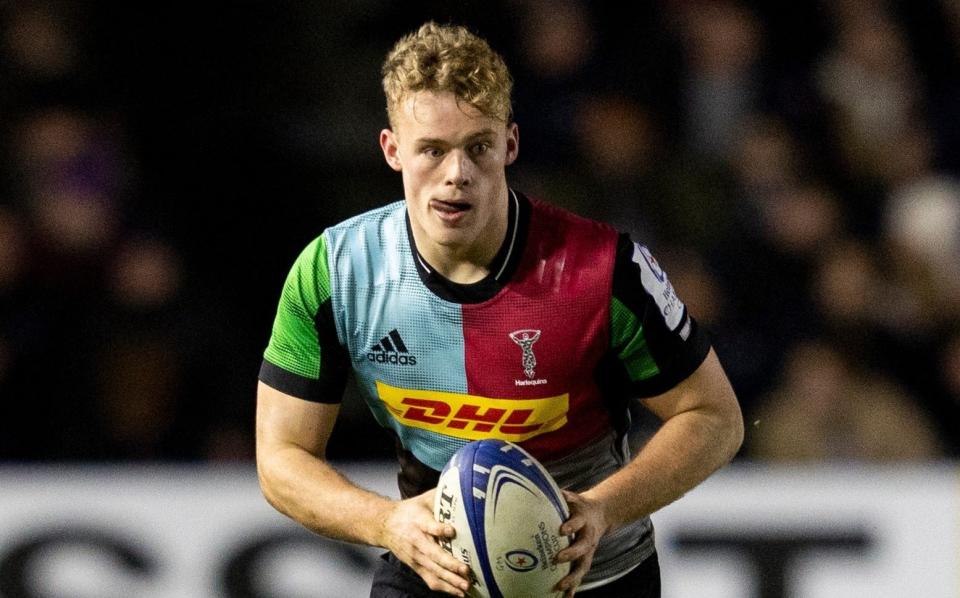 Harlequins' Louis Lynagh during the Heineken Champions Cup match between Harlequins and Castres Olympique at The Stoop on January 21, 2022 in London, England - Italy make contact with Premiership trio to strengthen backline ahead of Six Nations - GETTY IMAGES