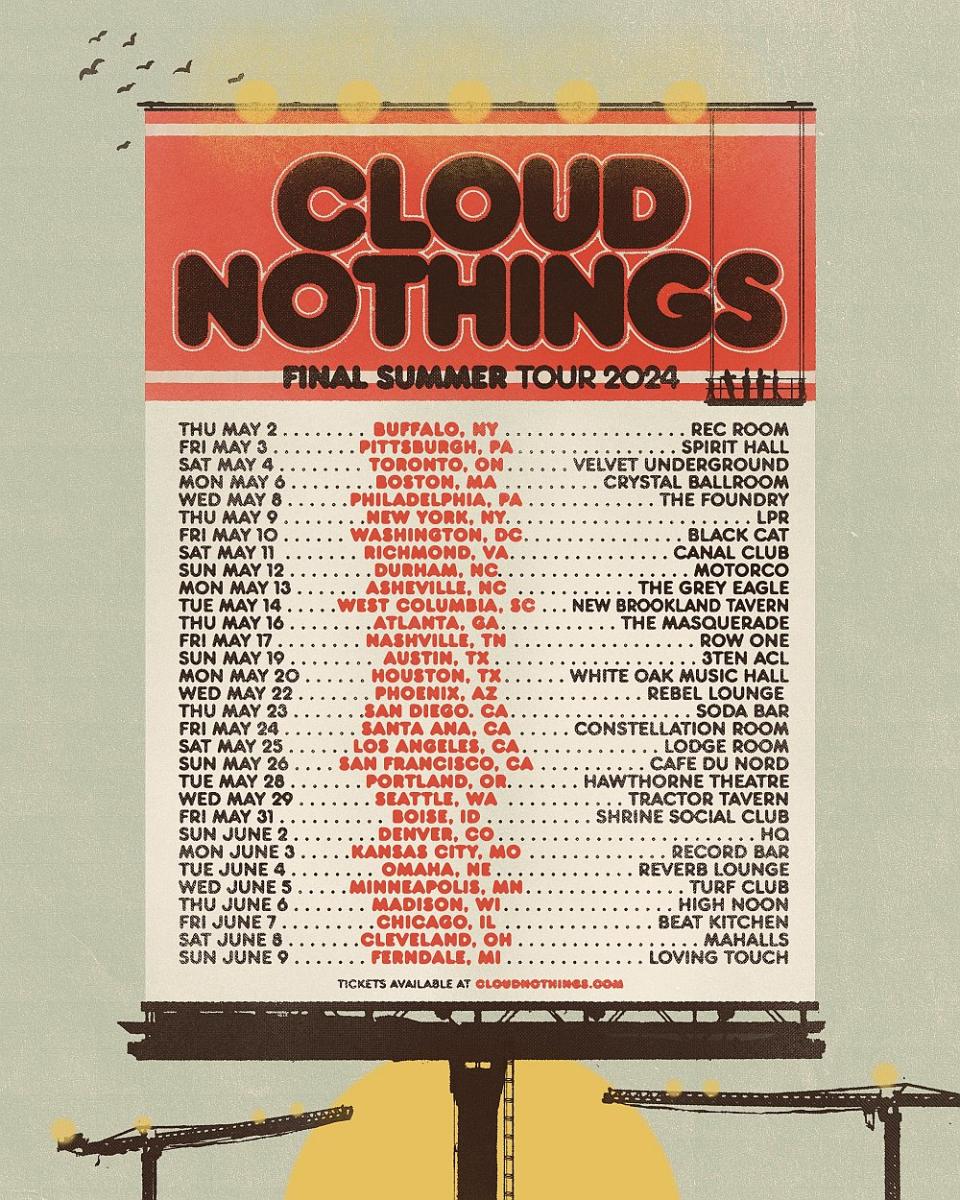 cloud nothings 2024 final summer tour dates poster north america