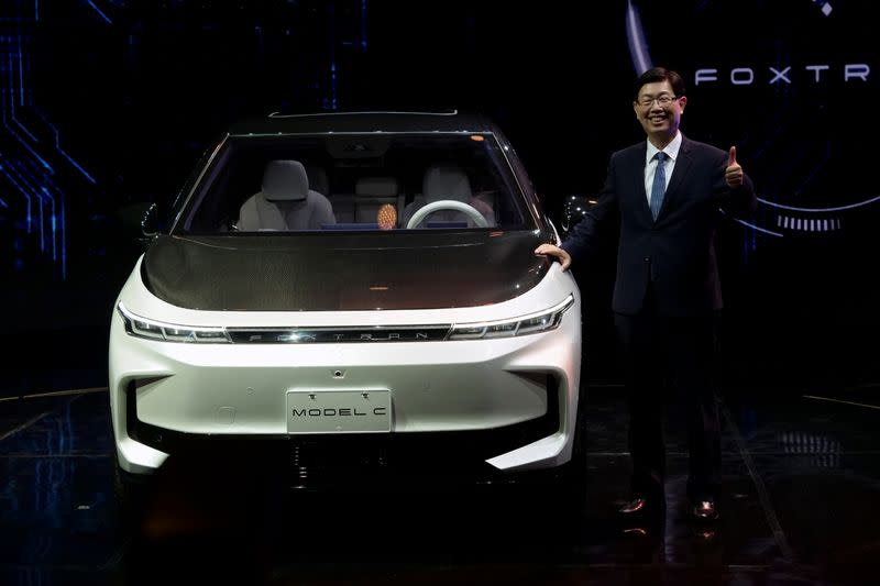 Foxtron electric vehicles unveiled at a Foxconn event in Taipei