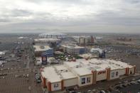 An aerial photo shows Westgate Entertainment District, the University of Phoenix stadium and the Gila River Arena in Glendale in this photo courtesy of City of Glendale, Arizona. REUTERS/City of Glendale/Handout