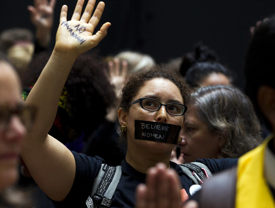 Protesters speak out as Kavanaugh hearing begins