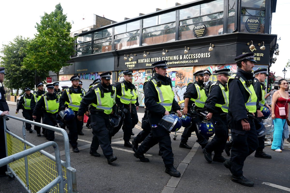 7,000 police officers were on duty over the bank holiday weekend for the huge event on the streets of Notting Hill (PA)