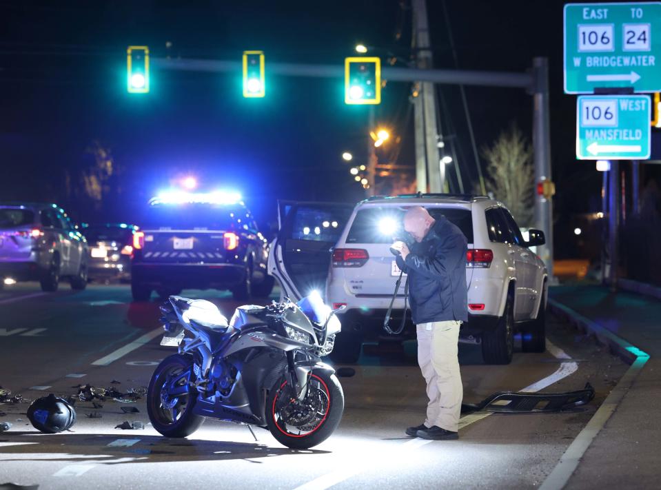 Easton Police and Massachusetts State Police are investigating a fatal motor vehicle crash involving a motorcycle at Turnpike and Foundry streets on Wednesday, March 29, 2023.