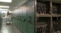 This Oct. 11, 2017, image from video made available by the U.S. Air Force shows a gun vault at the Malmstrom Air Force Base in Great Falls, Mont. In the first public accounting of its kind in decades, an Associated Press investigation has found that at least 1,900 US military firearms were lost or stolen during the 2010s, with some resurfacing in violent crimes. Because some armed services have suppressed the release of basic information, AP’s total is a certain undercount. (U.S. Air Force via AP)