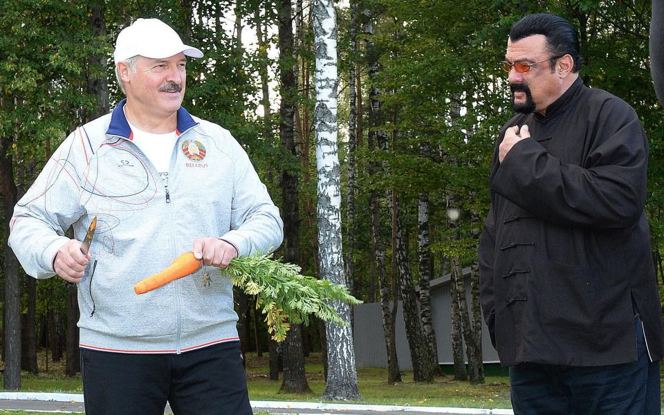 Steven Seagal meeting president Alexander Lukashenko of Belarus in 2016 - Getty