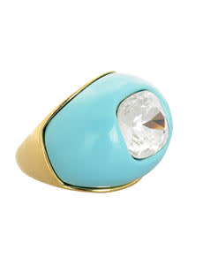 Quintessential opulence: a chunky turquoise-and-gold mix topped off with a giant, glittering crystal.