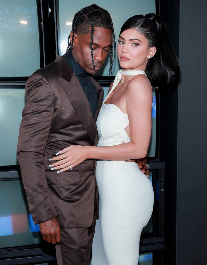 Closeup of Travis Scott and Kylie Jenner