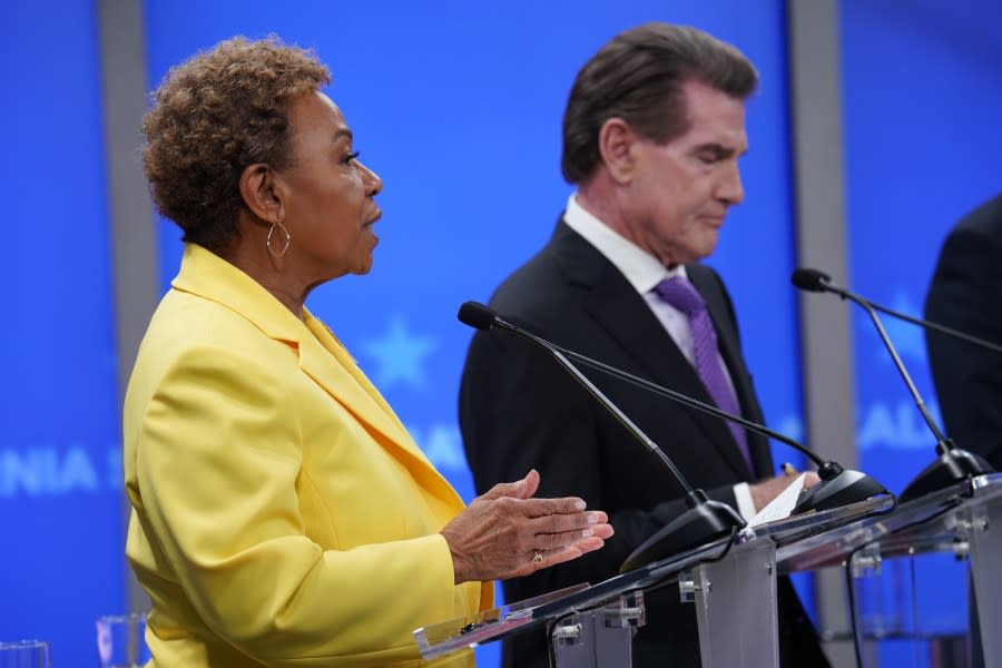 Rep. Barbara Lee answers a question during a California Senate debate hosted by KRON-TV in San Francisco. / Photo: Nexstar Media Group