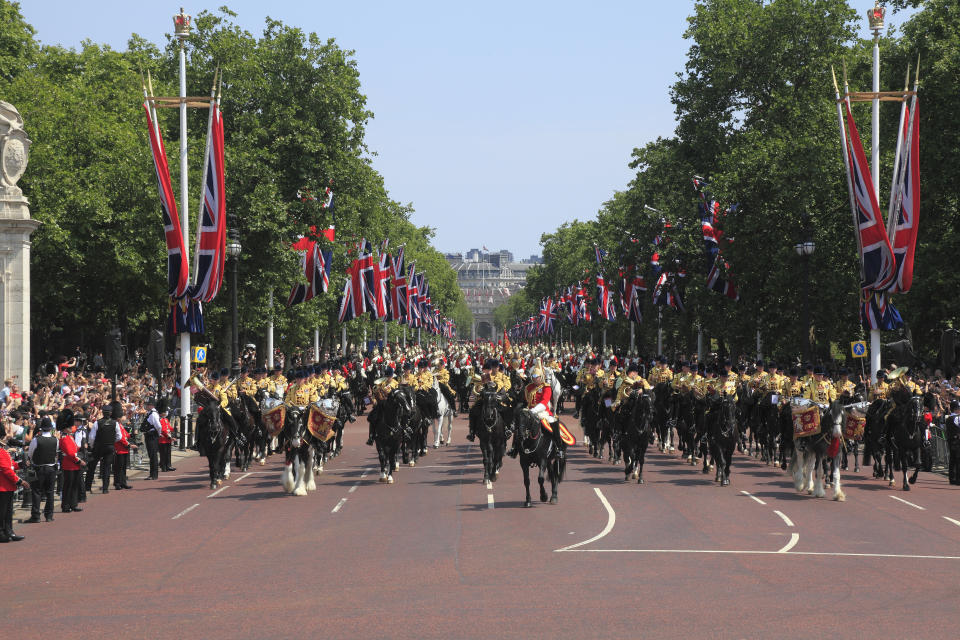 Procession in The Mall at Trooping of the Colour Ceremony