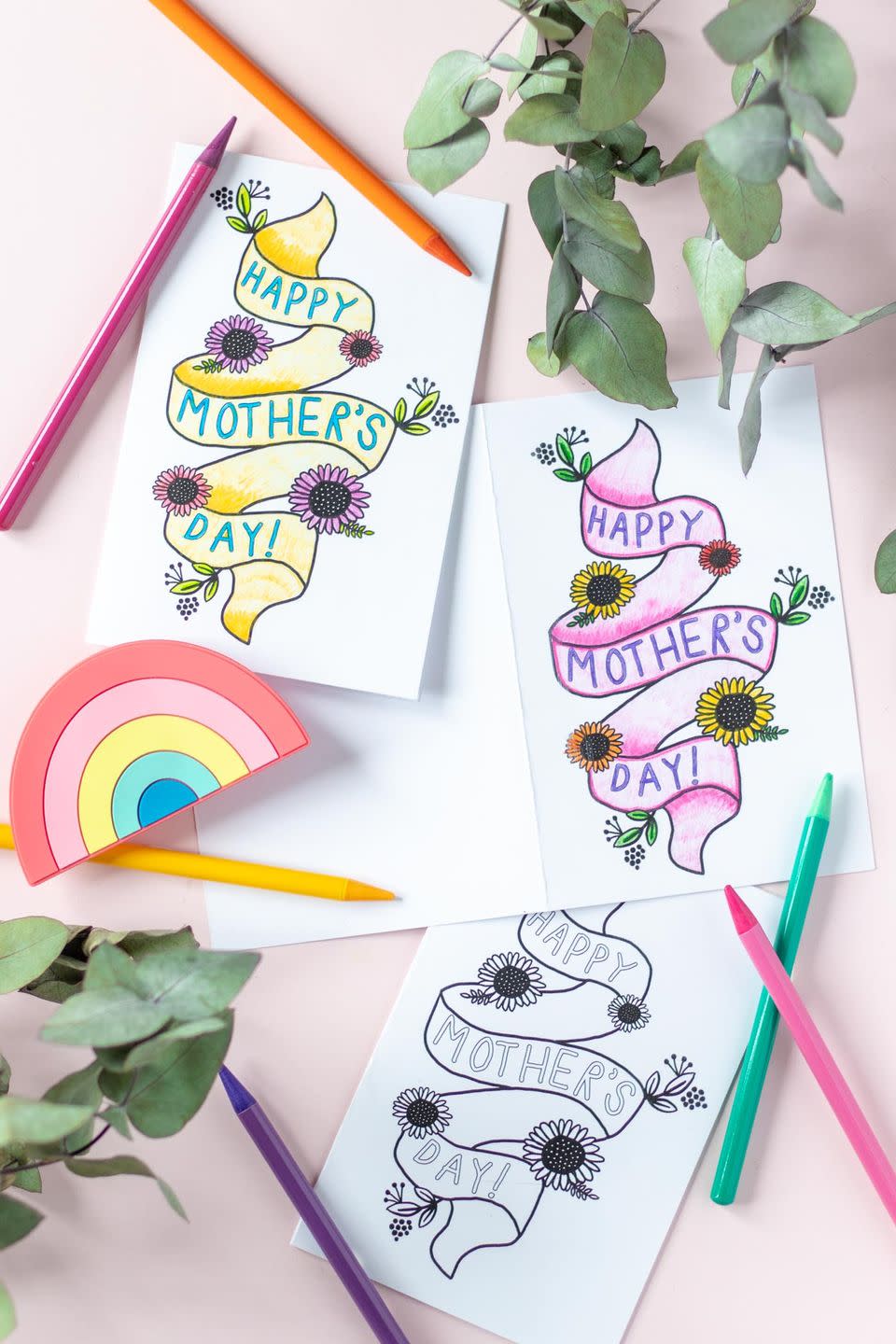 mother's day coloring card