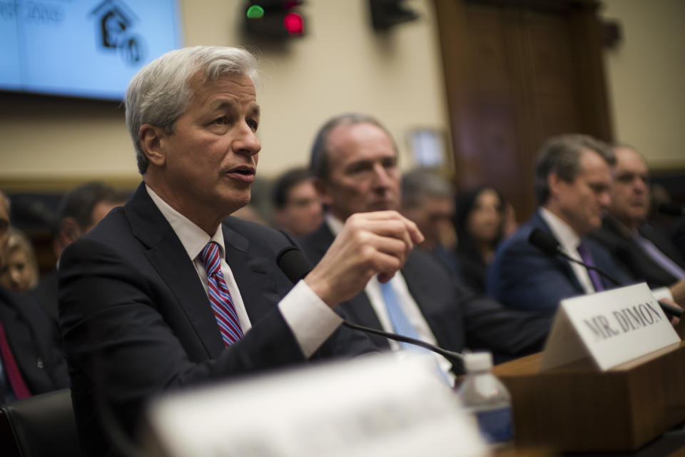 WASHINGTON, DC - APRIL 10: Jamie Dimon, Chair and CEO of JP Morgan Chase, testifies before the House Financial Services Commitee in Washington Wednesday April 10, 2019. (Photo by J. Lawler Duggan/For The Washington Post via Getty Images)