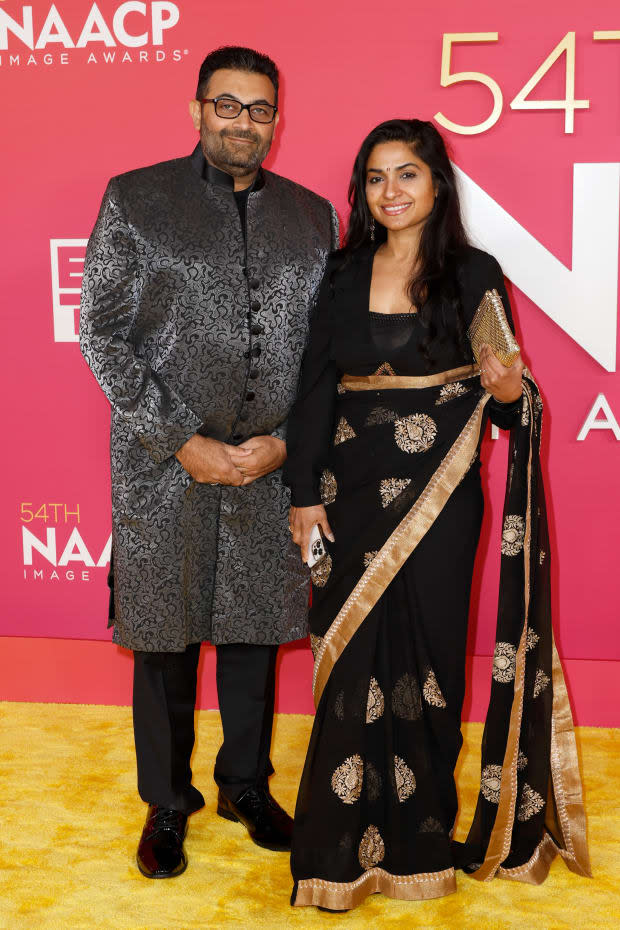 <p><strong> Sri Raj and Kavita Raj</strong></p><p><a href="https://www.gettyimages.com/detail/1469580163" rel="nofollow noopener" target="_blank" data-ylk="slk:Frazer Harrison/Getty Images;elm:context_link;itc:0;sec:content-canvas" class="link ">Frazer Harrison/Getty Images</a></p>