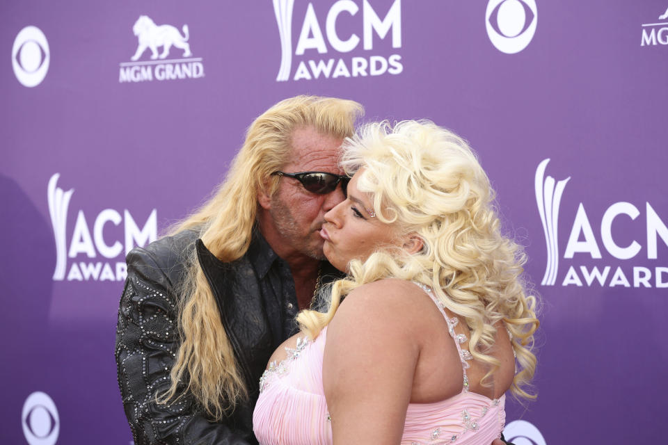 ***FILE PHOTO*** Beth Chapman, wife of Dog The Bounty Hunter, loses battle against throat cancer at the age of 51. . LAS VEGAS, NV - April 7: Duane and Beth Chapman pictured at 48th Annual Academy of Country Music Awards ACM Awards at MGM Grand on April 7, 2013 in Las Vegas, Nevada. © Kabik/ Starlitepics/MediaPunch Inc. /IPX