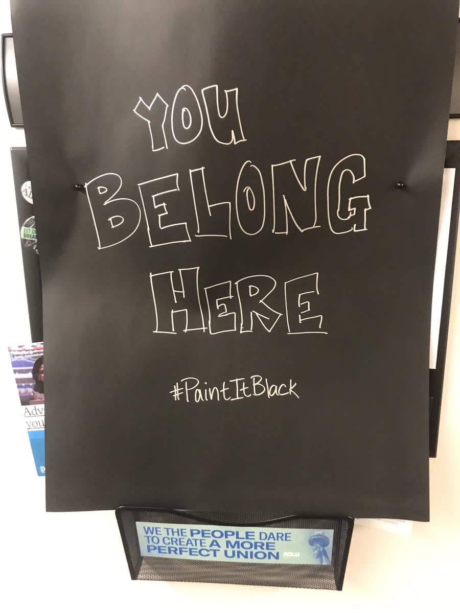 Drake University students launch the Paint It Black Project after a classmate is left a racist note. (Photo: Twitter/ProfMannetter)