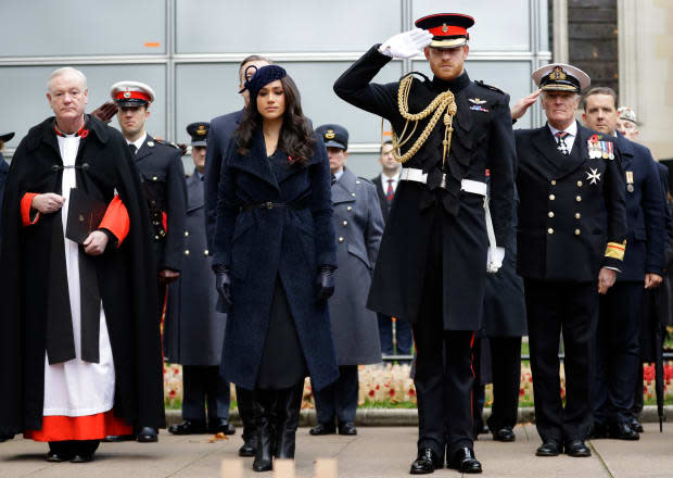 <p>A <a href="https://fashionista.com/2019/11/meghan-markle-field-of-remembrance-service" rel="nofollow noopener" target="_blank" data-ylk="slk:Sentaler coat and Philip Treacy Hat;elm:context_link;itc:0;sec:content-canvas" class="link ">Sentaler coat and Philip Treacy Hat</a> at the 91st Field of Remembrance at Westminster Abbey.<em> Photo: Kirsty Wigglesworth - WPA Pool/Getty Images</em> </p>