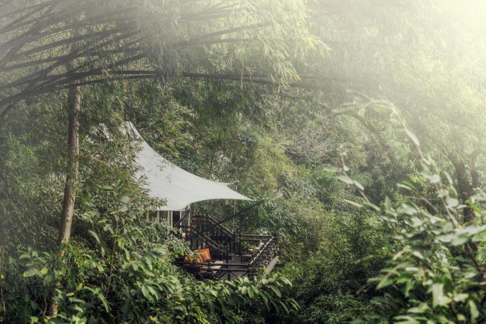 A Superior Tent Terrace at Four Seasons Tented Camp. (PHOTO: Scott Dunn)