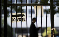 <p>A sign marks the entrance to a primary election site in Atlanta on May 24, 2016. (David Goldman/AP) </p>