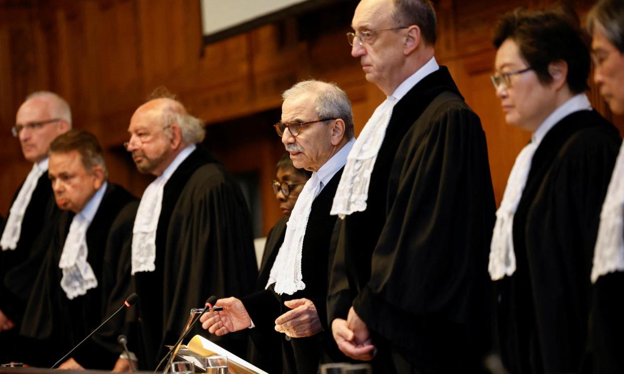 <span>Judge Nawaf Salam presided over the ICJ ruling on Nicaragua's request to order Berlin to halt military arms exports to Israel.</span><span>Photograph: Piroschka Van De Wouw/Reuters</span>