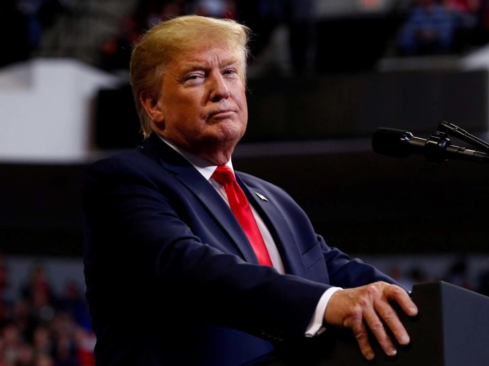 Donald Trump addresses a rally crowd in Bossier City, Louisiana, on 14 November 2019: Tom Brenner/Reuters