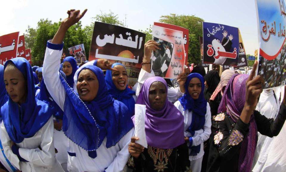 A Sudanese protest against an Israeli military offensive on the Gaza Strip in 2014.