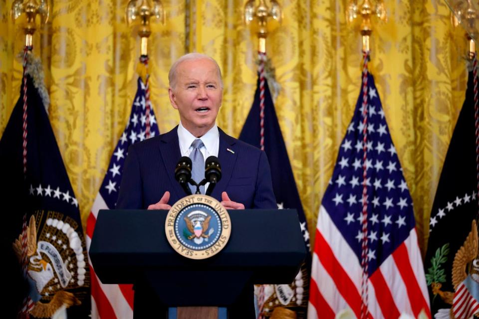 PHOTO: President Joe Biden speaks to governors from across the country during an event in the East Room of the White House on February 23, 2024 in Washington, DC. (Chip Somodevilla/Getty Images)
