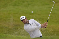 Matthew Wolff plays a shot from a bunker on the 11th hole during the first round of the U.S. Open Golf Championship, Thursday, June 17, 2021, at Torrey Pines Golf Course in San Diego. (AP Photo/Marcio Jose Sanchez)