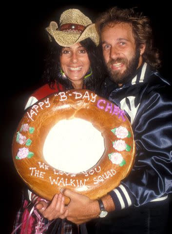 <p>Barry King/WireImage</p> Cher and Mark Hudson in 1981