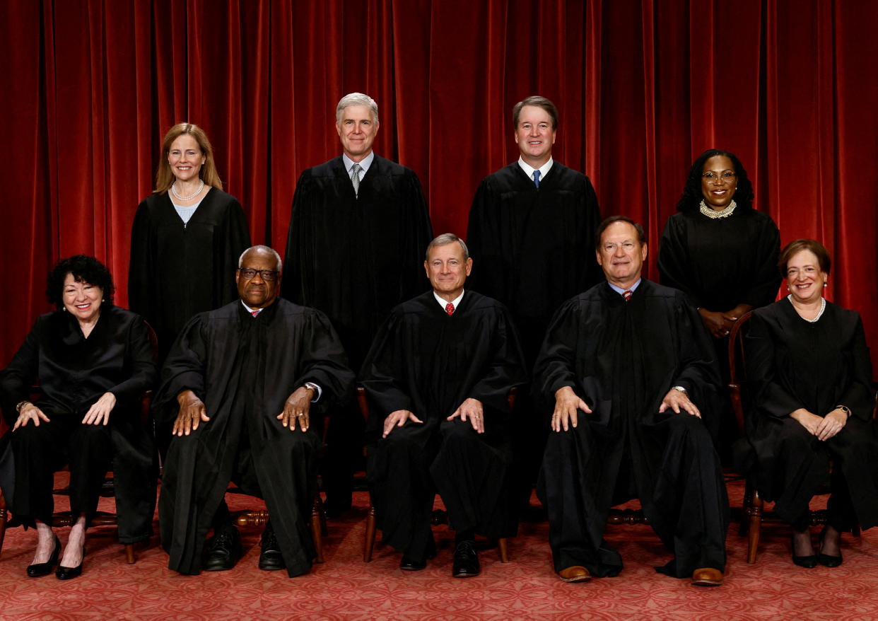 The Supreme Court justices sit for a group portrait.